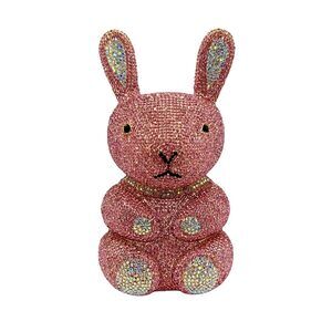 8513 Cute Rabbit Shape Rhinestone Evening Bag Chic Animal Crystal Clutch